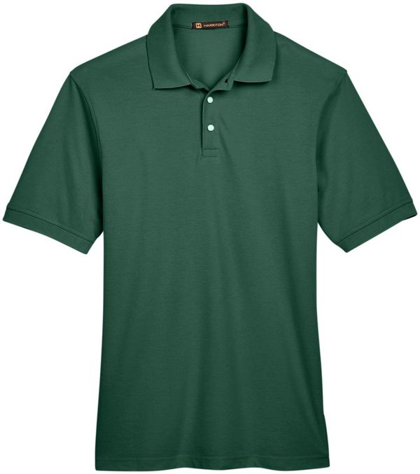 Am image of a Custom Harriton Men's 5.6 oz. Easy Blend™ Polo in Hunter!