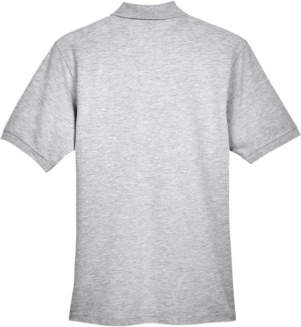Am image of a Custom Harriton Men's 5.6 oz. Easy Blend™ Polo in Grey Heather!