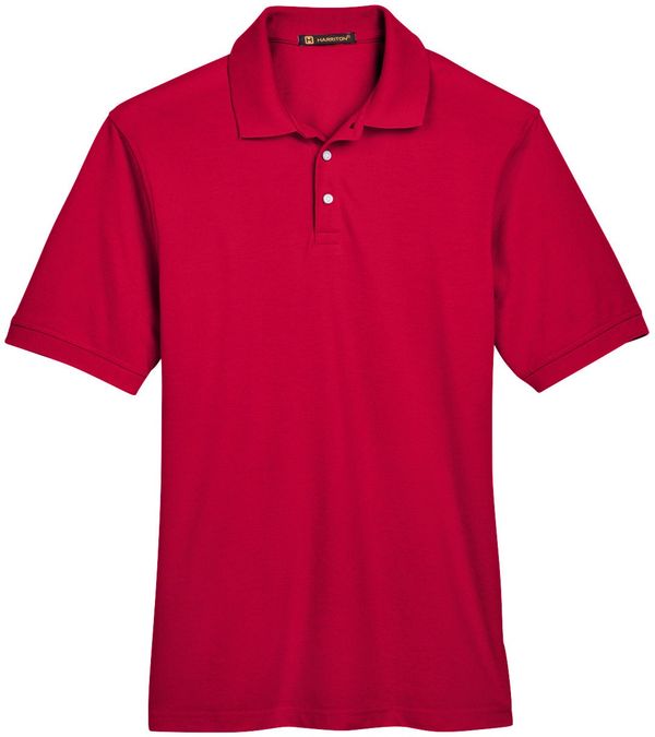 Am image of a Custom Harriton Men's 5.6 oz. Easy Blend™ Polo in Red!