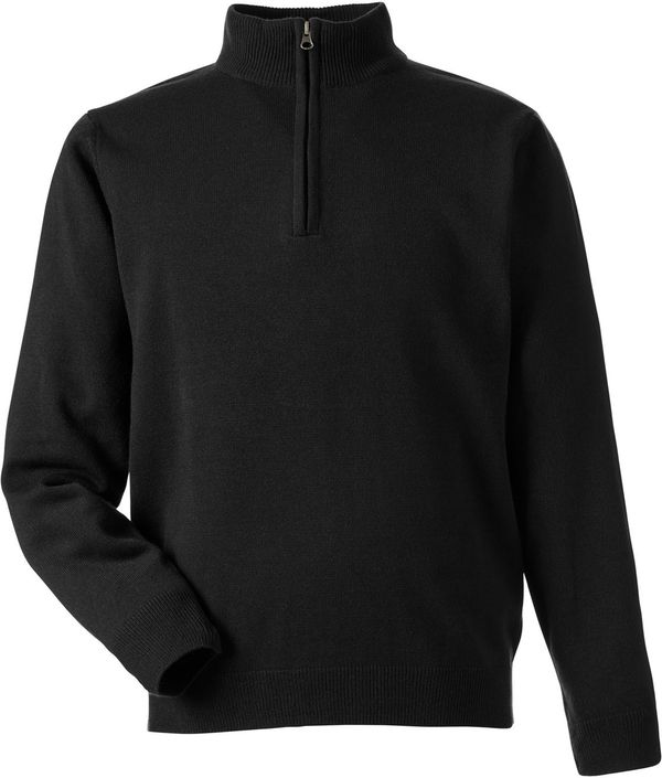 Am image of a Custom Harriton Unisex Pilbloc™ Quarter Zip Sweater in BLACK!