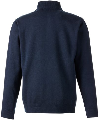 Am image of a Custom Harriton Unisex Pilbloc™ Quarter Zip Sweater in DARK NAVY!