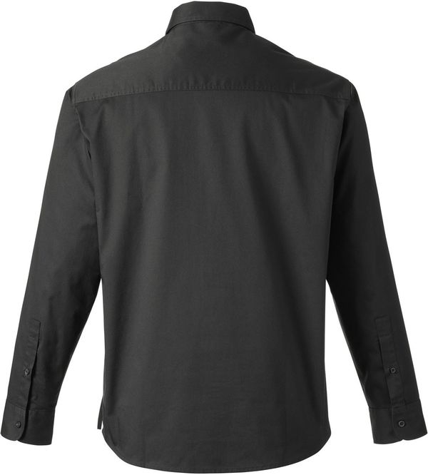 Am image of a Custom Harriton Men's Advantage IL Long Sleeve Workshirt in BLACK!