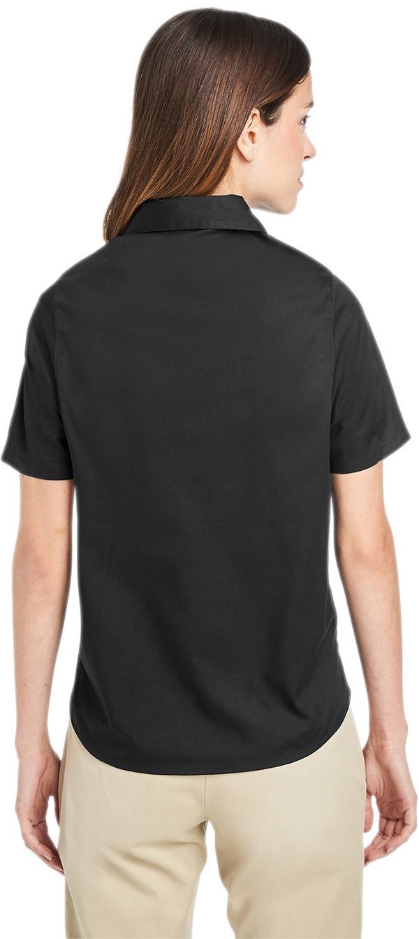 An image of a Custom Harriton Ladies' Advantage IL Short Sleeve Work Shirt in Black!