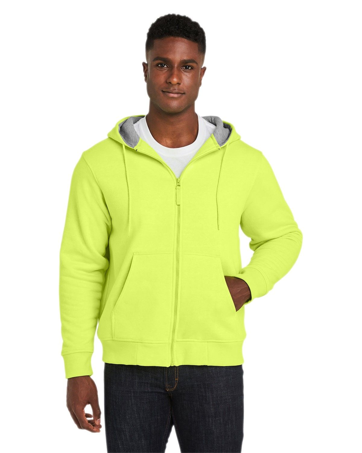 Harriton Men's ClimaBloc™ Lined Heavyweight Hooded Sweatshirt in Safety Yellow