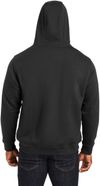Am image of a Custom Harriton Men's ClimaBloc™ Lined Heavyweight Hooded Sweatshirt in Black!