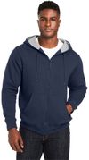 Am image of a Custom Harriton Men's ClimaBloc™ Lined Heavyweight Hooded Sweatshirt in Dark Navy!