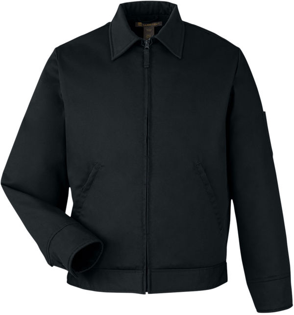 Am image of a Custom Harriton Unisex ClimaBloc Station Jacket in Black!