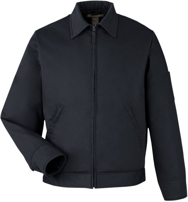 Am image of a Custom Harriton Unisex ClimaBloc Station Jacket in Dark Charcoal!