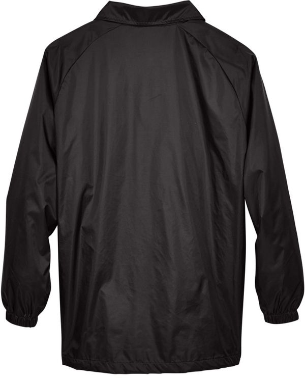 Am image of a Custom Harriton Adult Nylon Staff Jacket in Black!