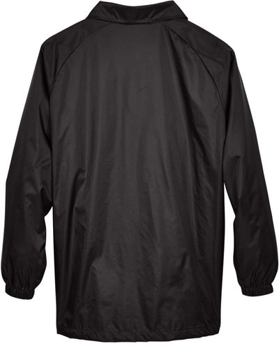 Am image of a Custom Harriton Adult Nylon Staff Jacket in Black!
