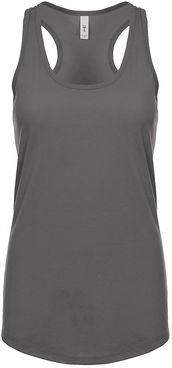 Am image of a Custom Next Level Ladies' Ideal Racerback Tank in Dark Gray!
