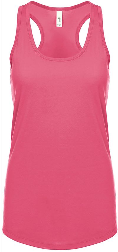 Am image of a Custom Next Level Ladies' Ideal Racerback Tank in Hot Pink!
