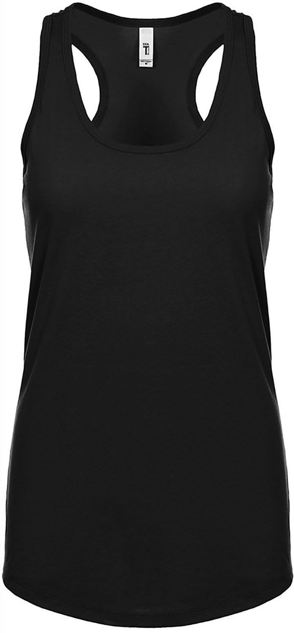 Am image of a Custom Next Level Ladies' Ideal Racerback Tank in Black!