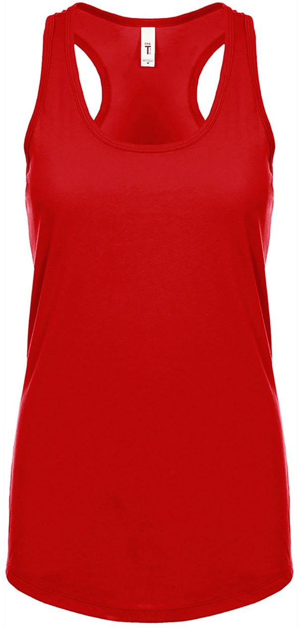Am image of a Custom Next Level Ladies' Ideal Racerback Tank in Red!