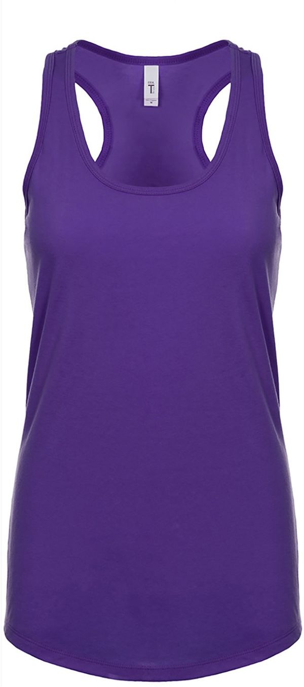 Am image of a Custom Next Level Ladies' Ideal Racerback Tank in Purple Rush!