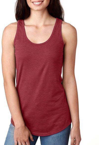 Am image of a Custom Next Level Ladies' Ideal Racerback Tank in Cardinal!