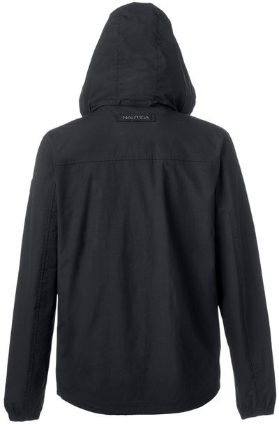 Am image of a Custom Nautica Mens Voyage Raincoat in Black!