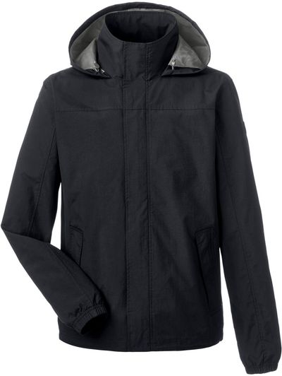 Am image of a Custom Nautica Mens Voyage Raincoat in Black!