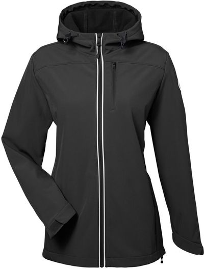 Am image of a Custom Nautica Ladies Wavestorm Softshell Jacket in BLACK!