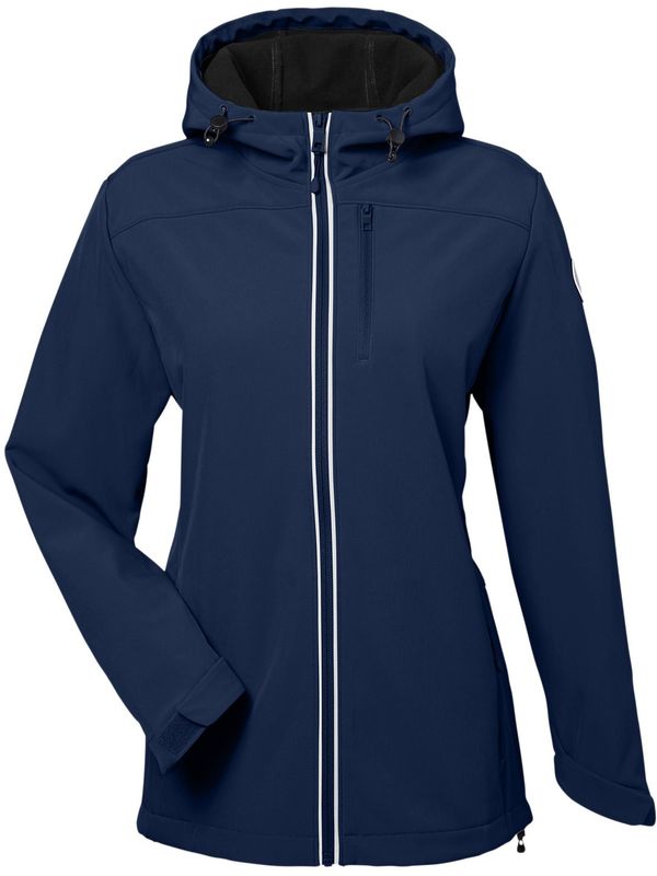 Am image of a Custom Nautica Ladies Wavestorm Softshell Jacket in NAUTICA NAVY!