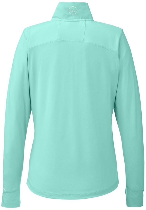 Am image of a Custom Nautica Ladies Saltwater Quarter Zip Pullover in Cool Mint!