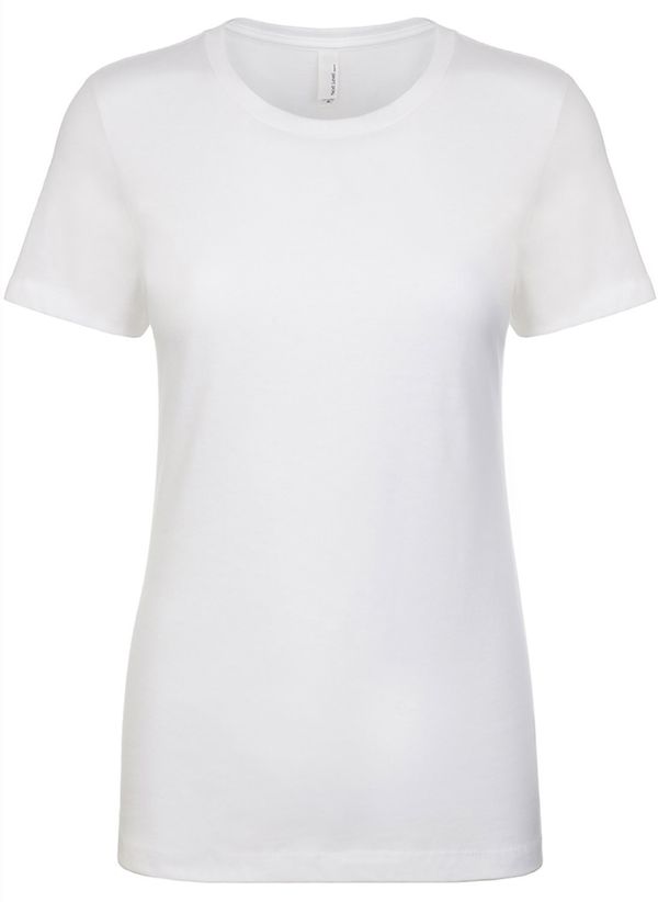 Am image of a Custom Next Level Womens Cotton Short Sleeve Boyfriend Crew in White!