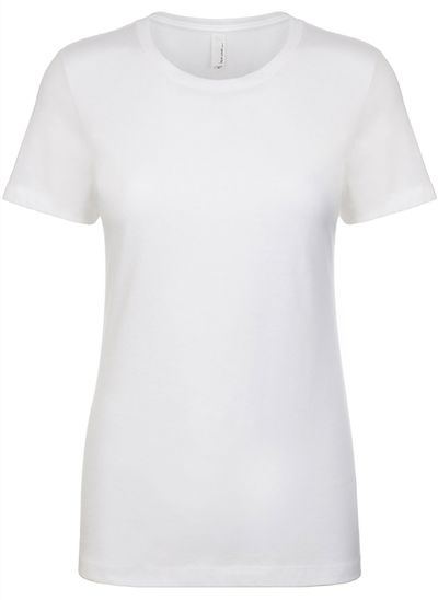 Am image of a Custom Next Level Womens Cotton Short Sleeve Boyfriend Crew in White!