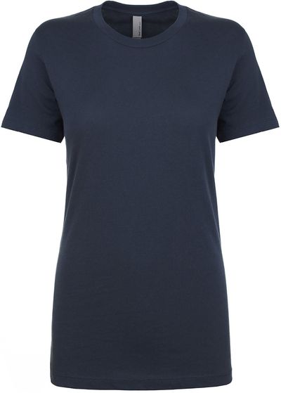 Am image of a Custom Next Level Womens Cotton Short Sleeve Boyfriend Crew in Indigo!