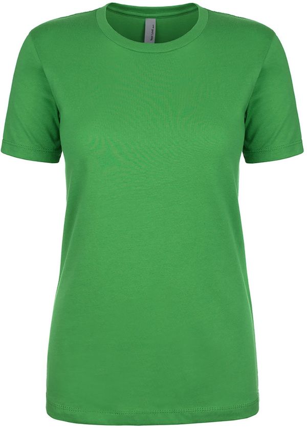 Am image of a Custom Next Level Womens Cotton Short Sleeve Boyfriend Crew in Kelly Green!