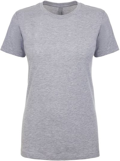 Am image of a Custom Next Level Womens Cotton Short Sleeve Boyfriend Crew in Heather Gray!