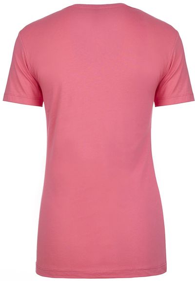 Am image of a Custom Next Level Womens Cotton Short Sleeve Boyfriend Crew in Hot Pink!