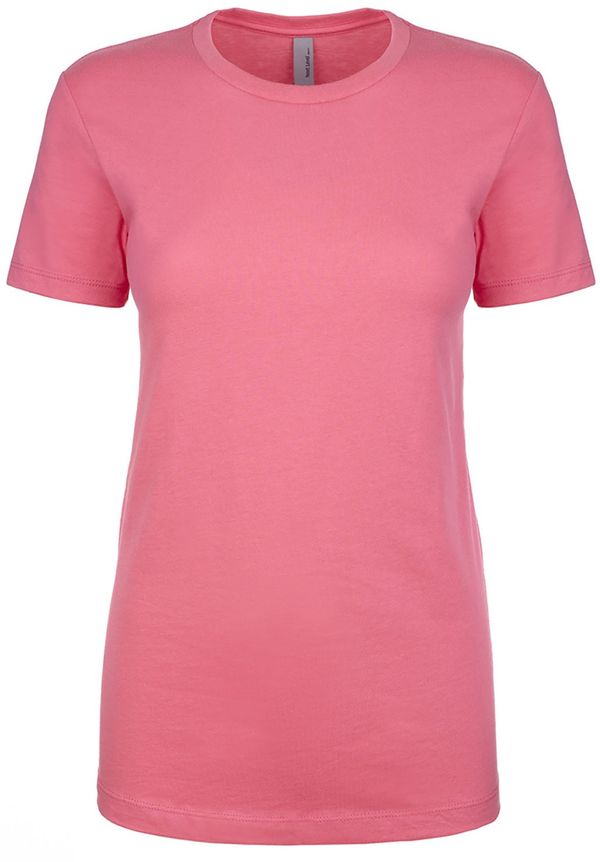 Am image of a Custom Next Level Womens Cotton Short Sleeve Boyfriend Crew in Hot Pink!