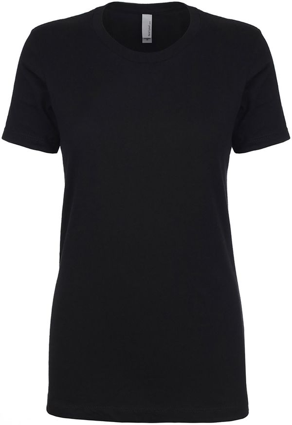 Am image of a Custom Next Level Womens Cotton Short Sleeve Boyfriend Crew in Black!