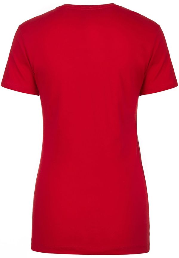 Am image of a Custom Next Level Womens Cotton Short Sleeve Boyfriend Crew in Red!