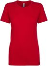 Am image of a Custom Next Level Womens Cotton Short Sleeve Boyfriend Crew in Red!