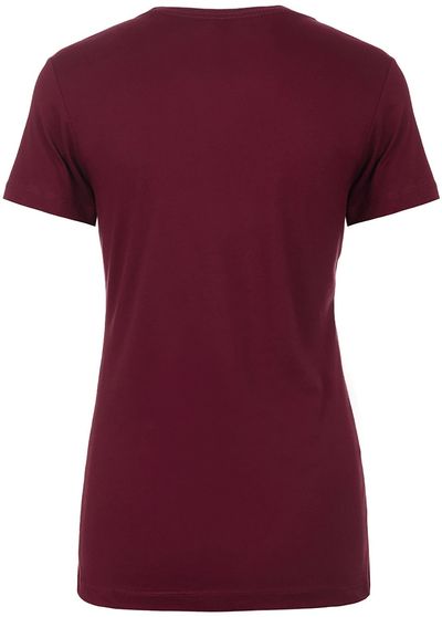Am image of a Custom Next Level Womens Cotton Short Sleeve Boyfriend Crew in Maroon!