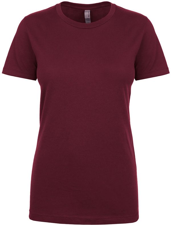 Am image of a Custom Next Level Womens Cotton Short Sleeve Boyfriend Crew in Maroon!