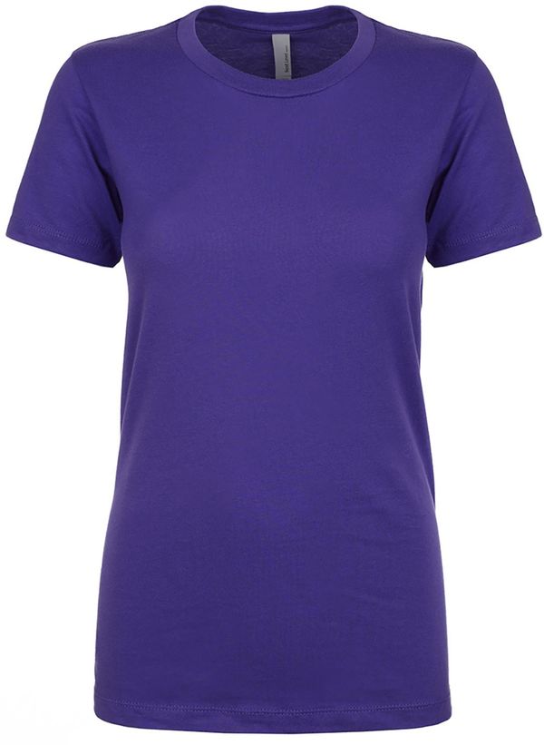 Am image of a Custom Next Level Womens Cotton Short Sleeve Boyfriend Crew in Purple Rush!