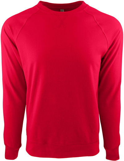 Am image of a Custom Next Level Unisex Laguna French Terry Raglan Sweatshirt in Red!