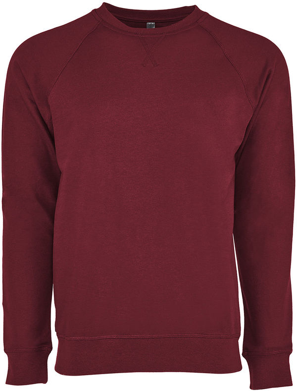 Am image of a Custom Next Level Unisex Laguna French Terry Raglan Sweatshirt in Cardinal!