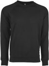 Am image of a Custom Next Level Unisex Laguna French Terry Raglan Sweatshirt in Black!