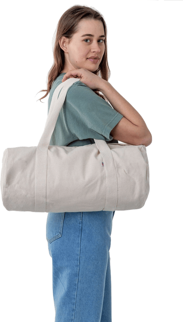 Am image of a Custom LA Apparel Gym Bag in Natural!
