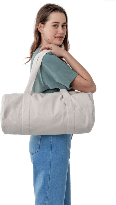 Am image of a Custom LA Apparel Gym Bag in Natural!