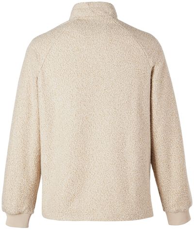 Am image of a Custom North End Men's Aura Sweater Fleece Quarter Zip in OATML HTHR/ TEAK!