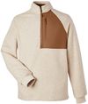Am image of a Custom North End Men's Aura Sweater Fleece Quarter Zip in OATML HTHR/ TEAK!