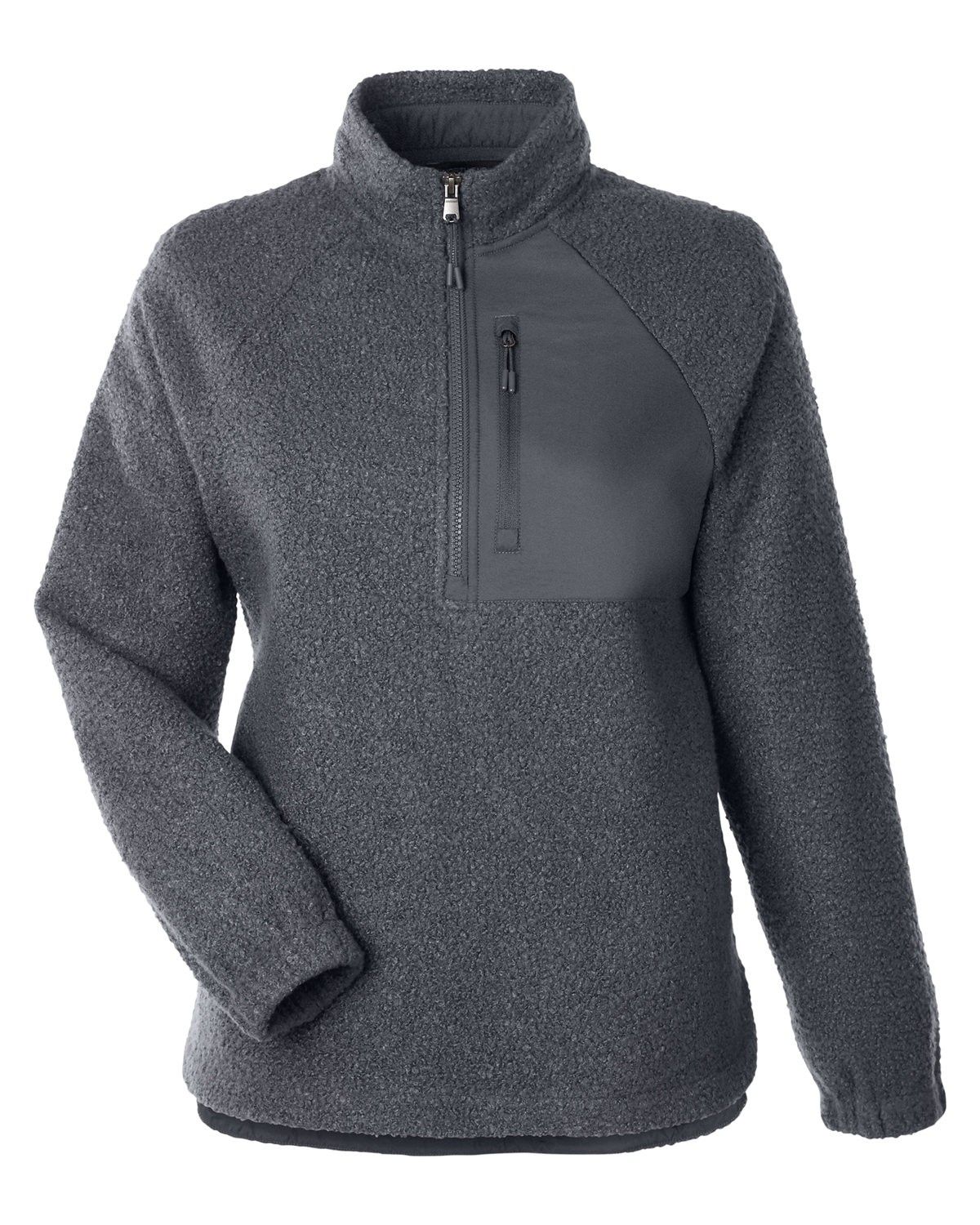 North End Ladies' Aura Sweater Fleece Quarter Zip in CARBON/ CARBON