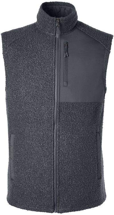 Am image of a Custom North End Men's Aura Sweater Fleece Vest in CARBON/ CARBON!