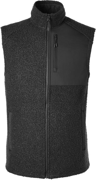 Am image of a Custom North End Men's Aura Sweater Fleece Vest in BLACK/ BLACK!
