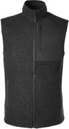 Am image of a Custom North End Men's Aura Sweater Fleece Vest in BLACK/ BLACK!