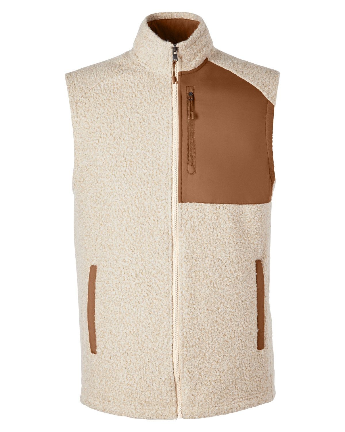 North End Men's Aura Sweater Fleece Vest in OATML HTHR/ TEAK